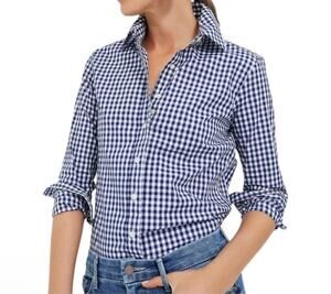 UNTUCKit Women’s Belleza Button Up Shirt Blue Buffalo Plaid Size 8 NWT